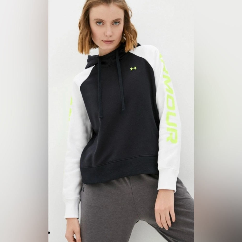Under Armour Fleece Cb Hoodie Black, White, Neon & Yellow Women’s Size Large